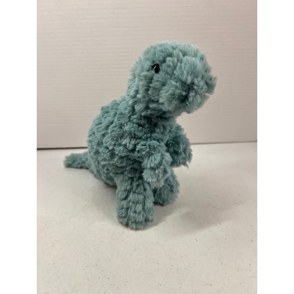 Manhattan Toy Company Teal Dinosaur Plush Shaggy Soft T-Rex Stuffed Animal 9"